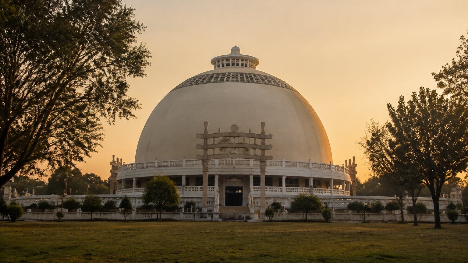 Deekshabhoomi stupa in Nagpur at golden hour