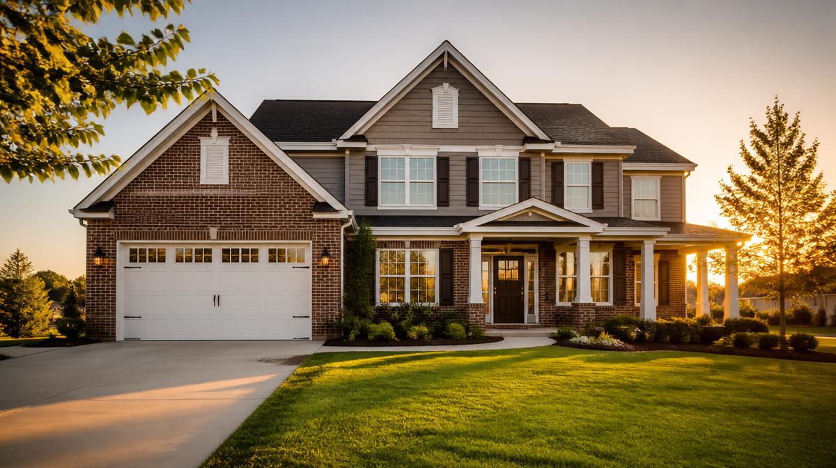 American suburban family home with an attached garage, the property type most often assessed in a Vastu consultation in the USA