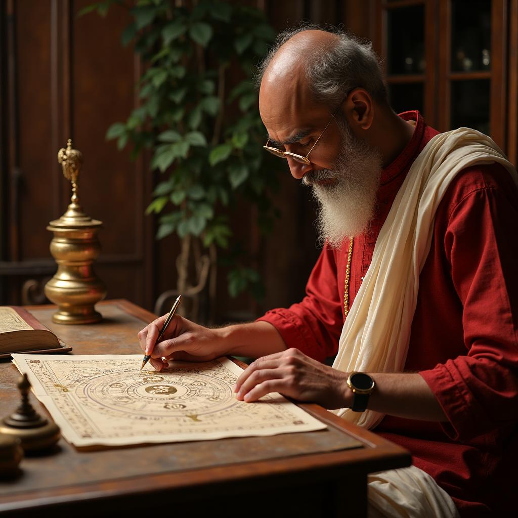 Vedic astrology kundali chart being prepared during a consultation at Divyam Vaastu
